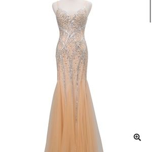 Nude Mermaid Prom Dress